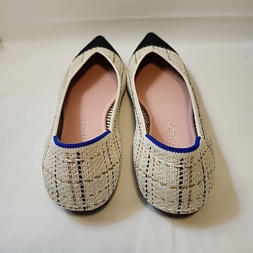 Rothy’s The Point Archive Pattern Moonlight Tweed Black Cream Loafer Flat Sz 8.5 - Picture 4 of 7